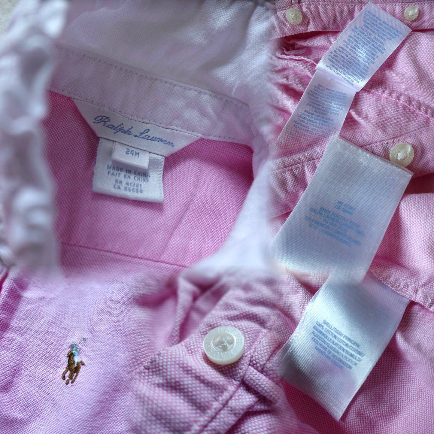 Ralph Lauren | Girls' Ruffled Collar Shirt Dress | 24M