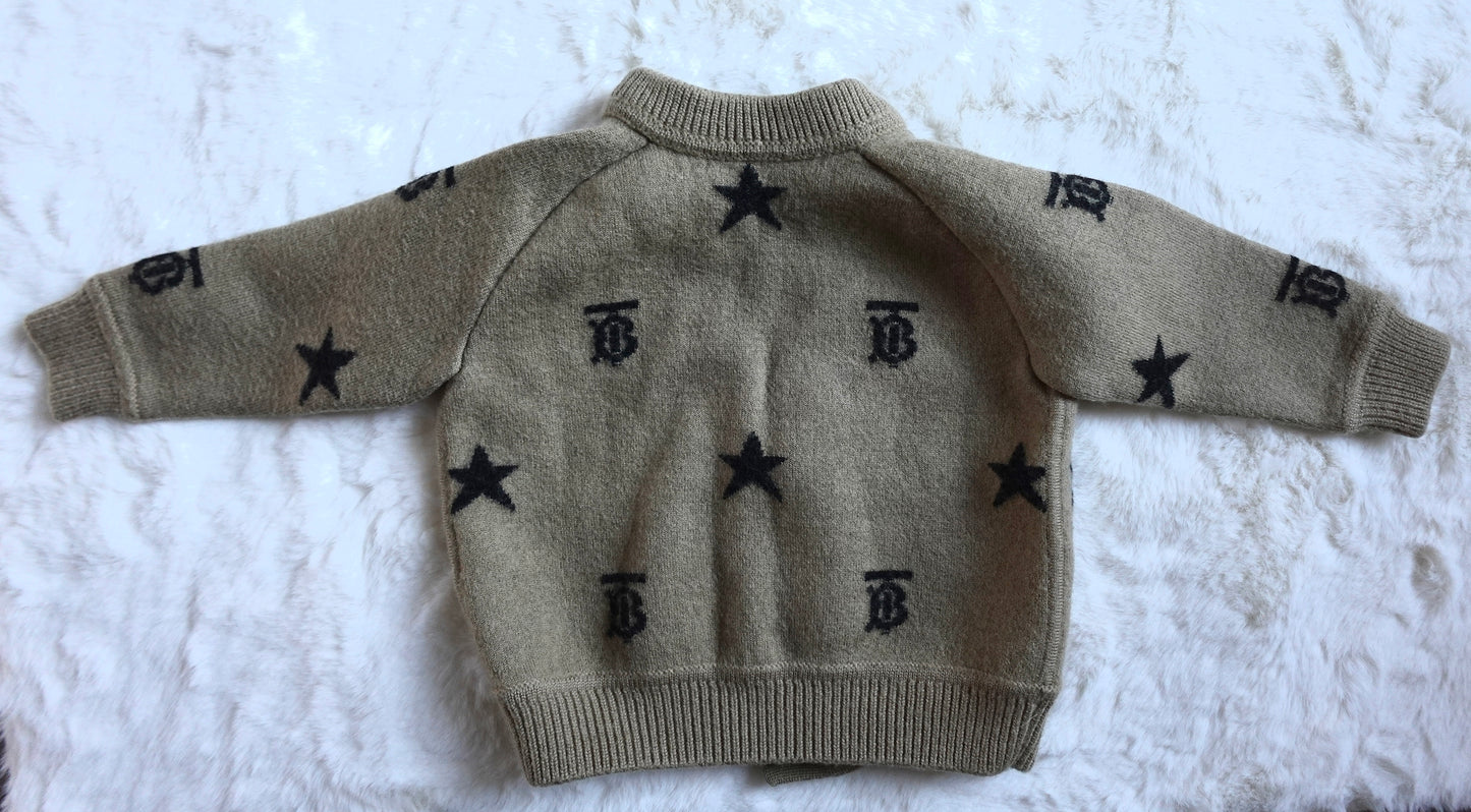 Burberry Kids | Star and Monogram Motif Wool Blend Cardigan | 12M 80CM