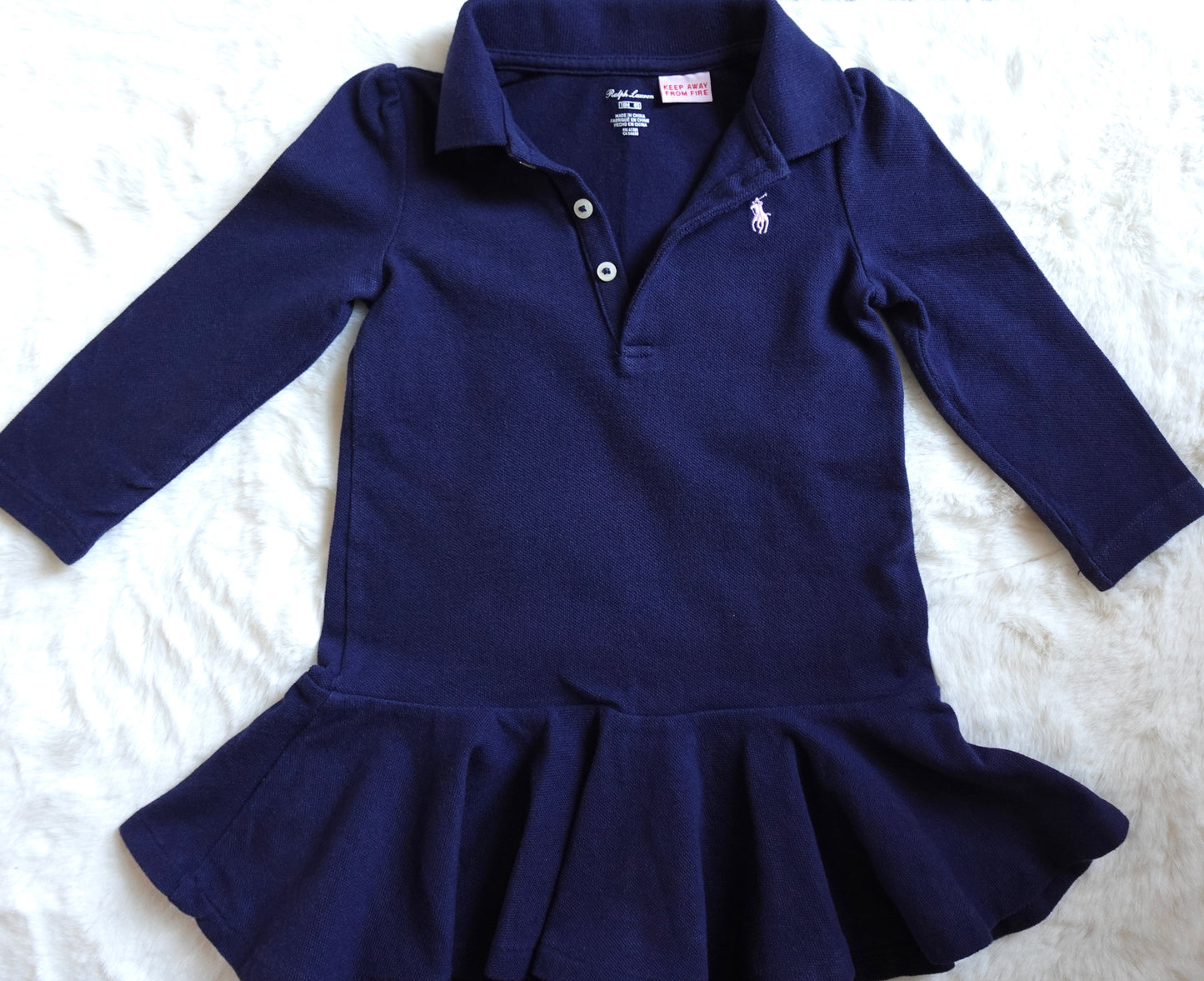 Ralph Lauren | Cotton Long-Sleeve Polo Dress | 18M 85CM