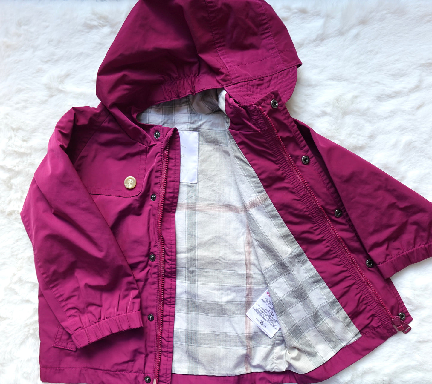 Burberry Kids | Plaid-Lined Hooded Rain Jacket | 18M 86CM