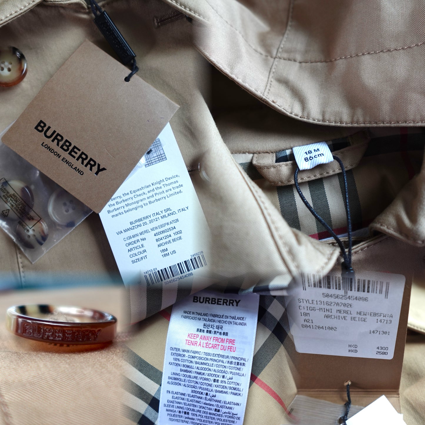 Burberry Kids | Baby Mini Merel Trench Coat | 18M 86CM