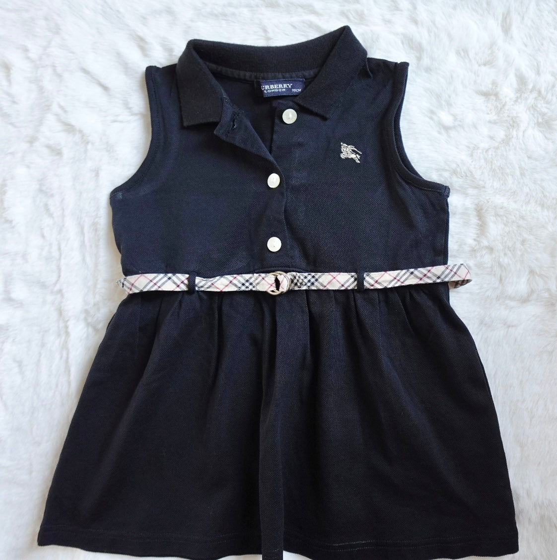 Burberry Kids | Sleeveless Check-Belted Polo Dress | 90CM