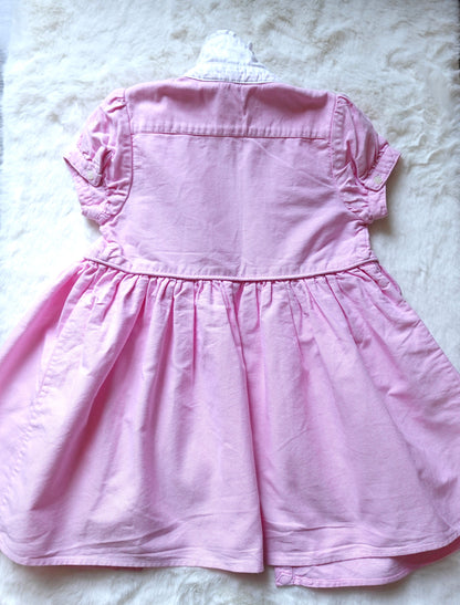 Ralph Lauren | Girls' Ruffled Collar Shirt Dress | 24M