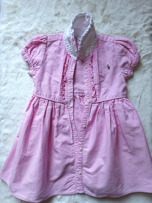 Ralph Lauren | Girls' Ruffled Collar Shirt Dress | 24M
