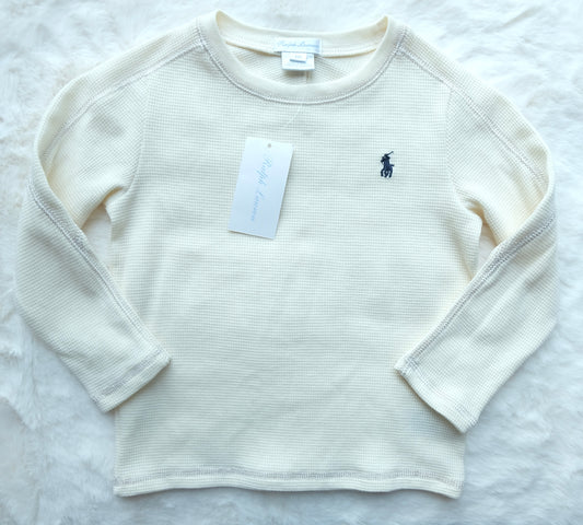 Ralph Lauren | Children's Waffle-Knit Cotton Long-Sleeve Sweatshirt | 24M