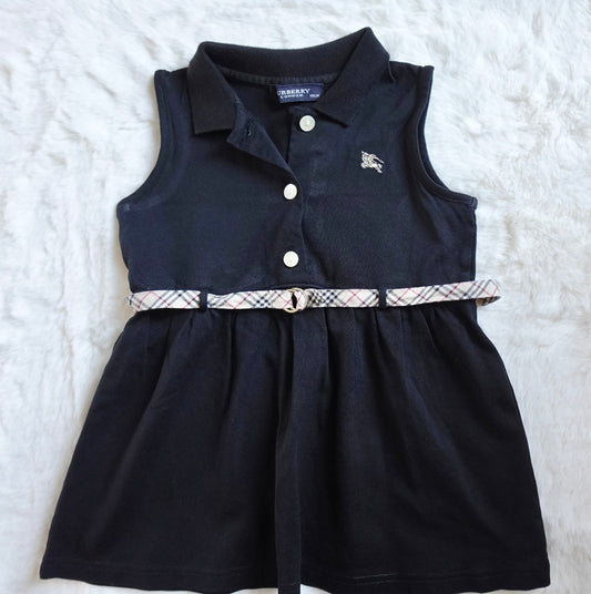Burberry Kids | Sleeveless Check-Belted Polo Dress | 90CM